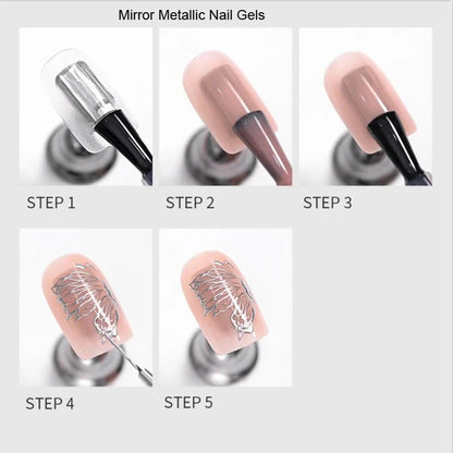 1Jar Silver Mirror Metallic Painting Nail Art Gel Mirror Effect Thick Liquid Nail Polish UV Soak Off Gel Line Drawing Varnish &3