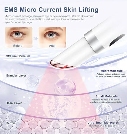 Electric Eye Massager EMS Microcurrent Skin Lifting Reduce Eye Wrinkles Remove Dark Circles Hot Vibration Beauty SkinCare Device