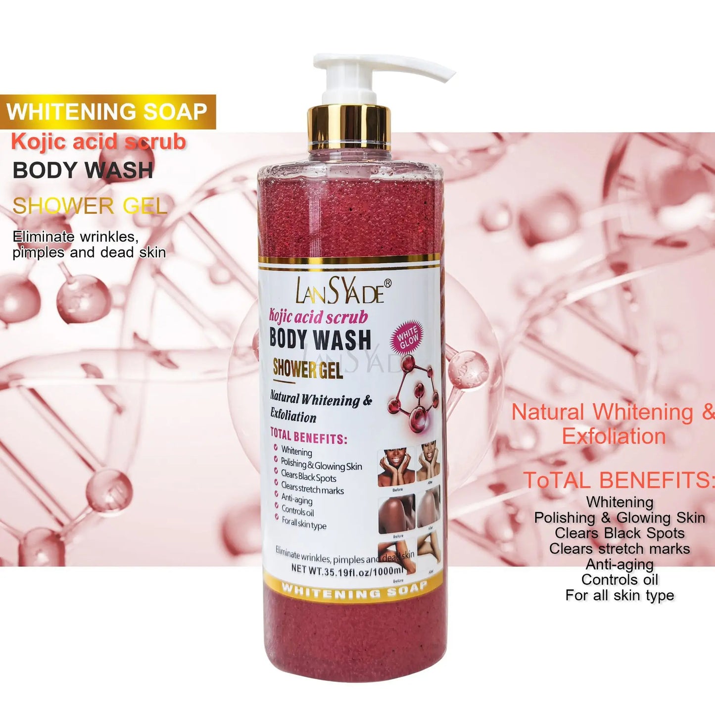 1000ml Scrub bath lotion silky smooth skin foam rich moisture skin toner brighten skin color anti-aging mild lasting fragrance
