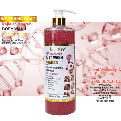 1000ml Scrub bath lotion silky smooth skin foam rich moisture skin toner brighten skin color anti-aging mild lasting fragrance