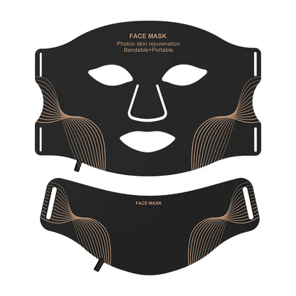 7 Color LED Face Mask with Neck - Wireless Portable Red Light Therapy for Anti-Aging, Wrinkles, Skin Rejuvenation, Home Use