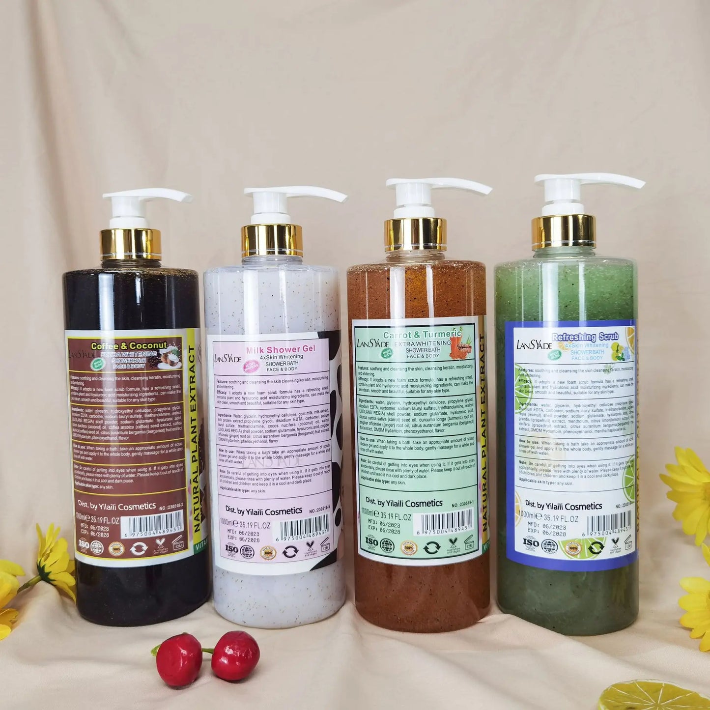 1000ml Scrub bath lotion silky smooth skin foam rich moisture skin toner brighten skin color anti-aging mild lasting fragrance