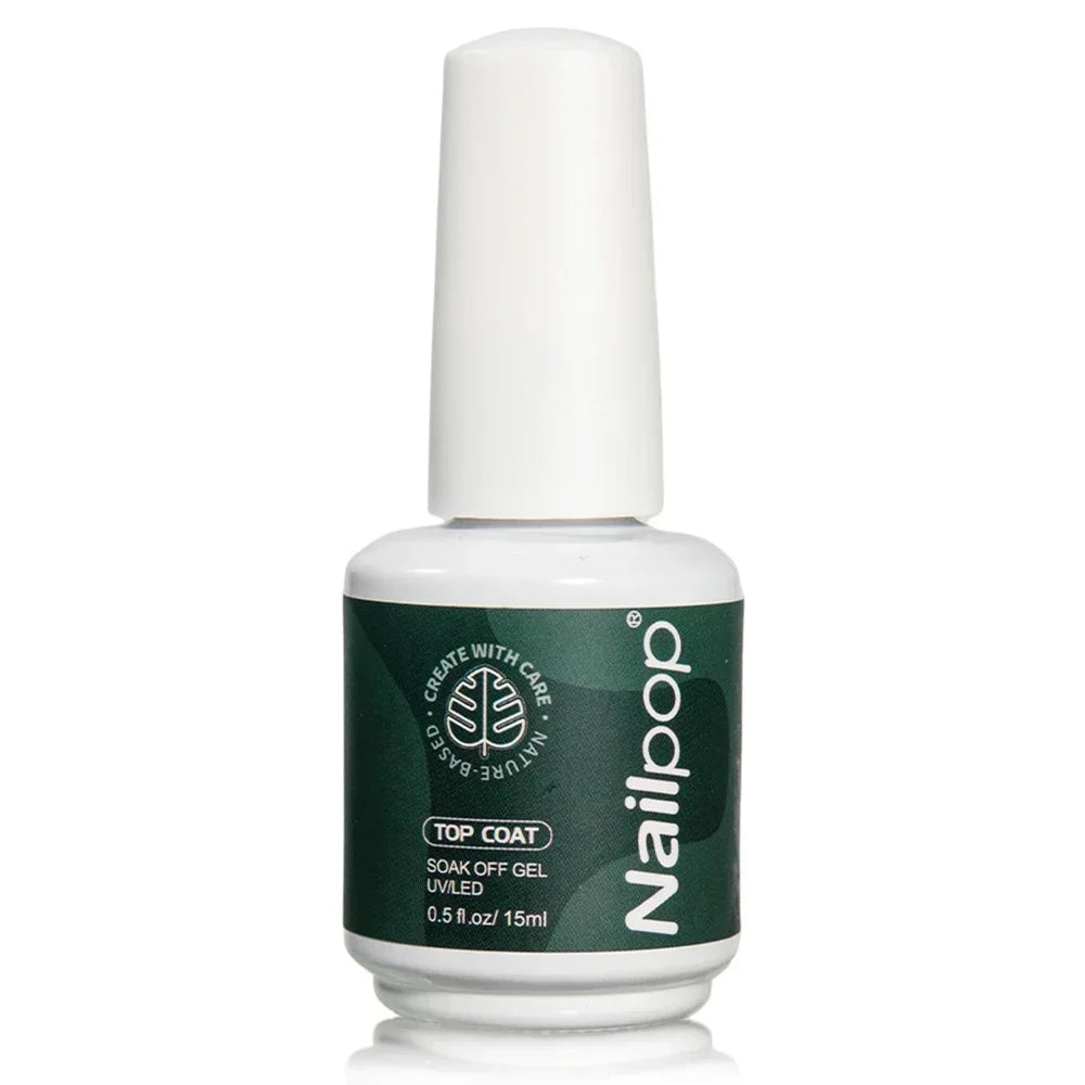 Nailpop 10ml Rubber Base Gel Top Coat Soak Off UV LED Gel Polish Nail Art Degisn Clear Long Lasting Varnish Nail Function Gel