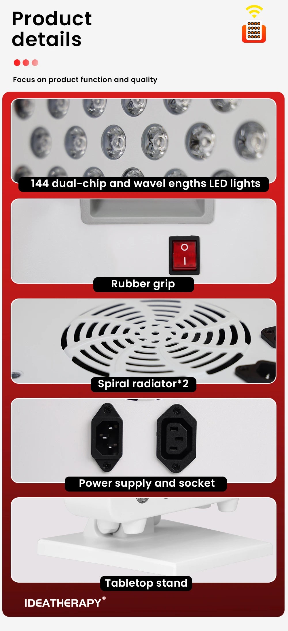 Led Red Light Therapy Device Near Infrared LED Light Therapy Lamp Panel for Full Body 480, 590, 630,660, 670, 810, 830, 850,1060
