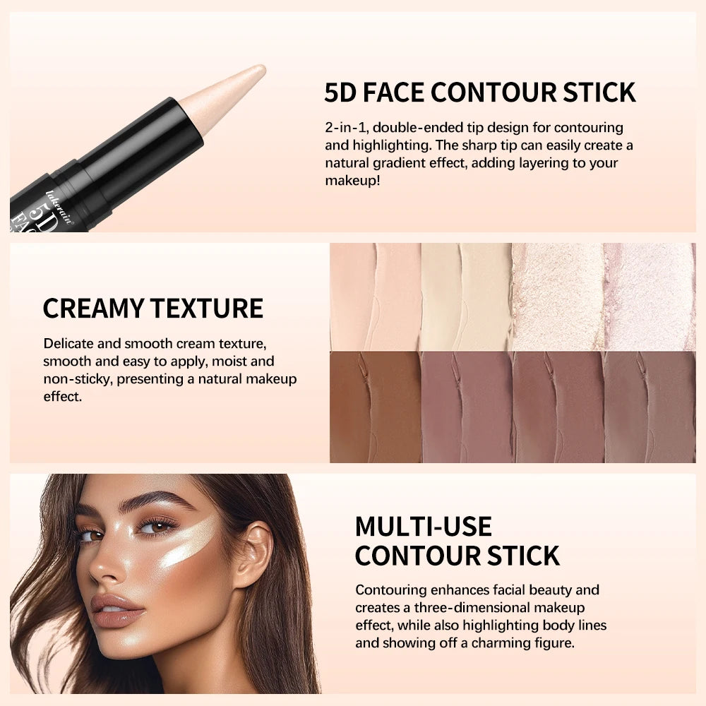 Contouring Stick with Double-headed Multi-use Contour Stick Contouring Foundation Contour Makeup Concealer Stick Pencil Cosmetic