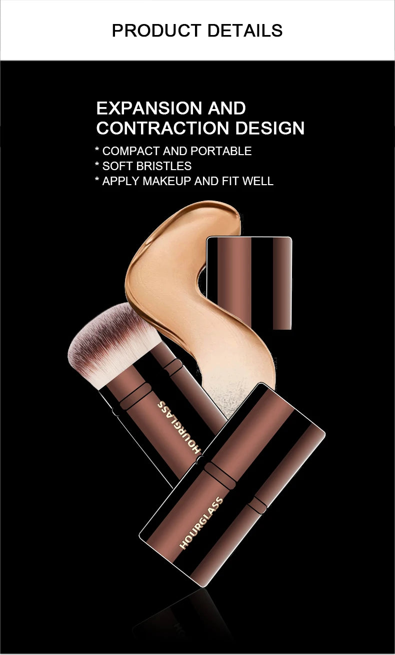 Hourglass Makeup Brush- No.22 Retractable Blush Brush Soft and Skin-friendly Fiber Hair Fashion Design Single Face Brush