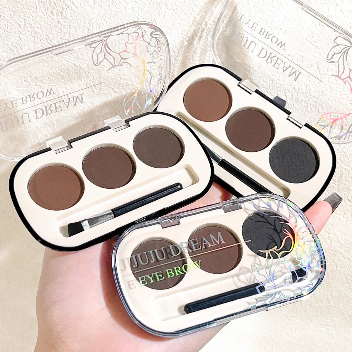 3-color Eyebrow Powder Palette With Eyebrow Brush, Waterproof And Sweatproof Natural Color Rendering Eyebrow Powder Long Lasting