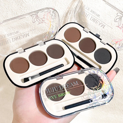 3-color Eyebrow Powder Palette With Eyebrow Brush, Waterproof And Sweatproof Natural Color Rendering Eyebrow Powder Long Lasting