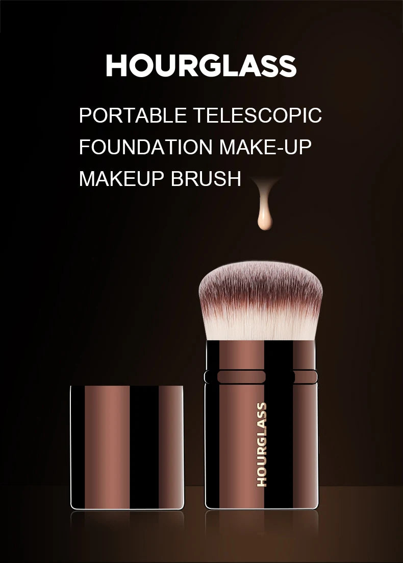 Hourglass Makeup Brush- No.22 Retractable Blush Brush Soft and Skin-friendly Fiber Hair Fashion Design Single Face Brush