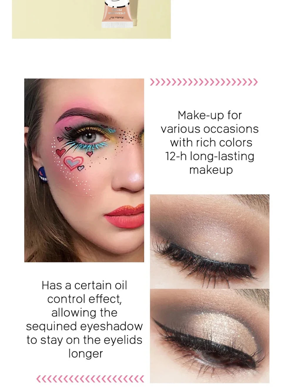 Eyeshadow primer, cut-off eyeshadow primer, concealer color, 24-hour makeup lasting, waterproof and sweat-proof