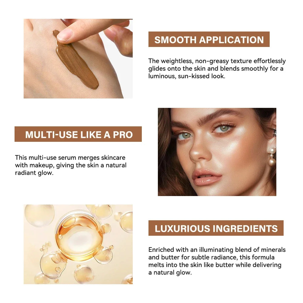 30ml Butter Glow Bronzing Serum Innovative Nourishing Skincare Bronzing Drops for Radiant Natural Sunkissed Complexion Sunkissed