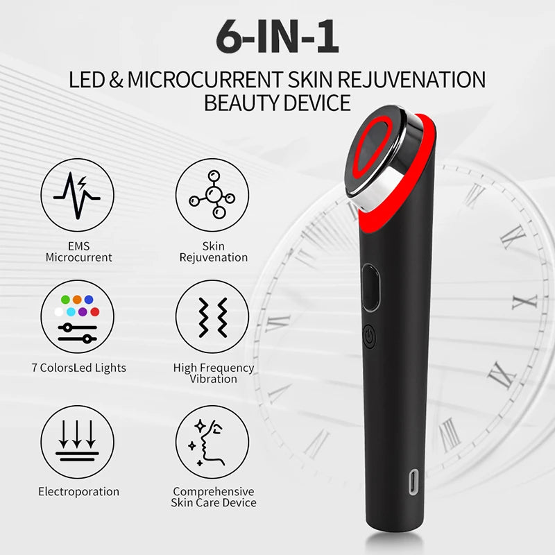 Electric Vibrating Age-R Booster Pro 7 Colors Led Facial Light Therapy Anti Wrinkle Brightening Beauty Device Rejuvenation Tool