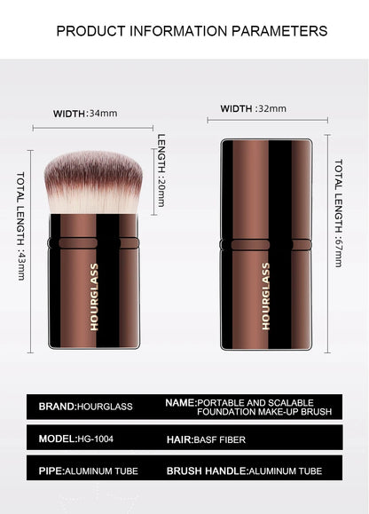 Hourglass Makeup Brush- No.22 Retractable Blush Brush Soft and Skin-friendly Fiber Hair Fashion Design Single Face Brush