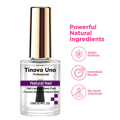 Tinovo Uno Natural Nail Lacquer Base Coat Regular Nail Polish Quick Dry Enamel Super Shiny Painting Varnish Hardener Manicure