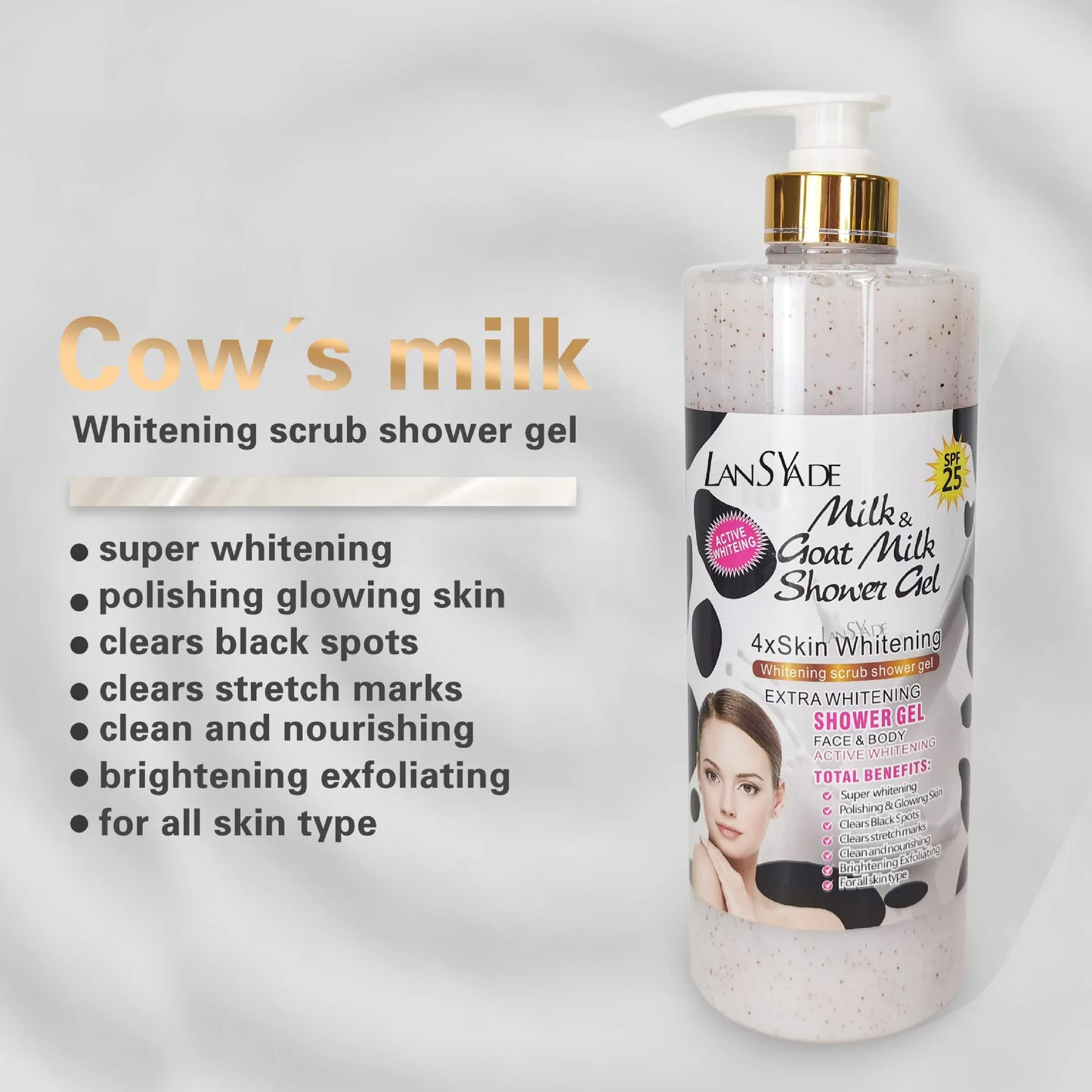 1000ml Scrub bath lotion silky smooth skin foam rich moisture skin toner brighten skin color anti-aging mild lasting fragrance