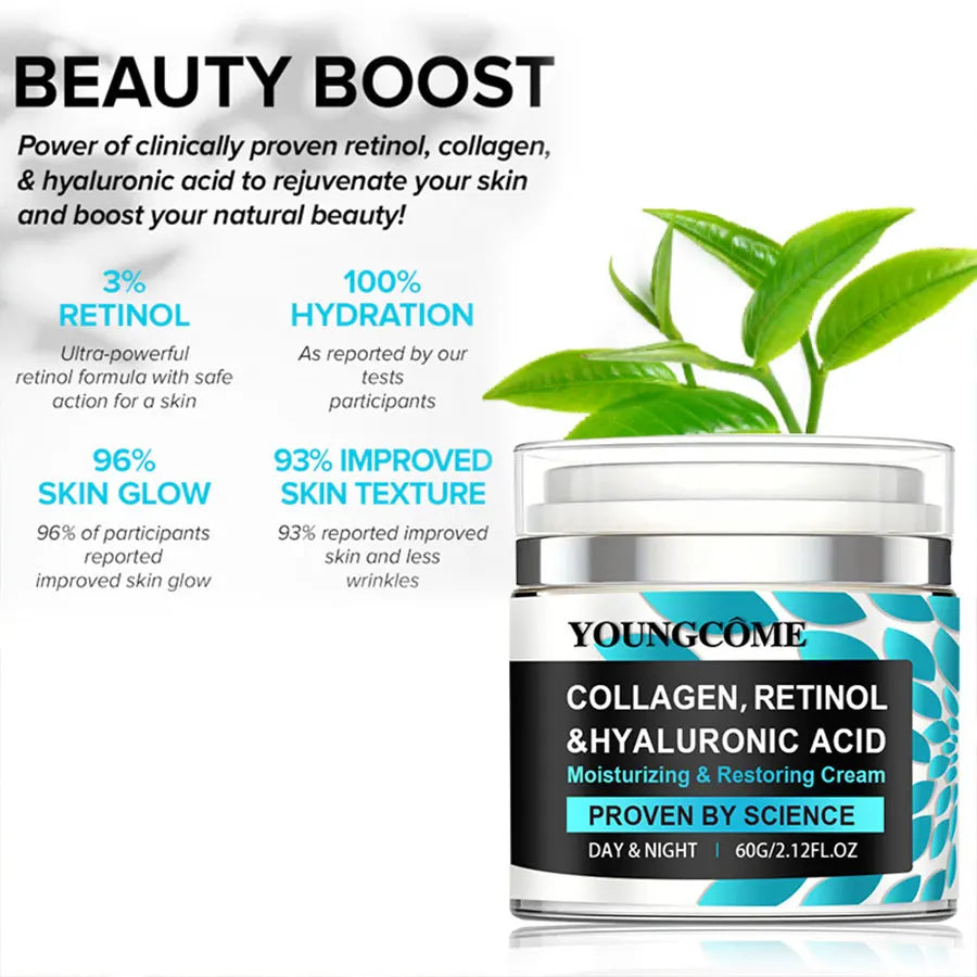 Retinol,hyaluronic acid collagen cream and moisturizing, firm and lift, moisturize, increase elasticity, make skin look youthfu