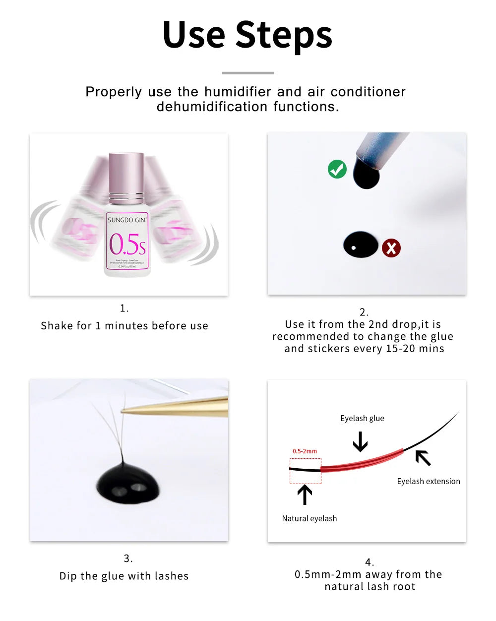 Eyelashes Glue For Professional 10ml 0.5 Second Fast Drying Long Lasting Lashes Adhesive Low Irritant Eyelash Extension Glue