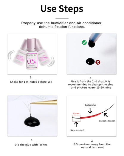 Eyelashes Glue For Professional 10ml 0.5 Second Fast Drying Long Lasting Lashes Adhesive Low Irritant Eyelash Extension Glue