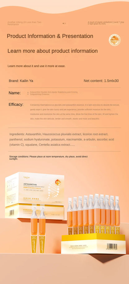Astaxanthin Ampoule Anti Aging Face Serum Anti-aging Wrinkles Skin Brighten Whitening Hydrating Face Care Essence 30pcs/set