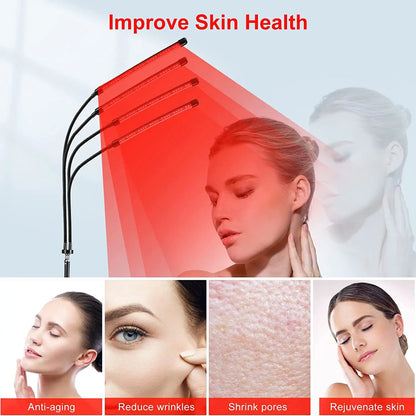 Red Light Therapy Lamp with 4/5 Heads, Adjustable Stand 660&850 nm Near Infrared Light Therapy Device for Face, Body, Pain,Skin