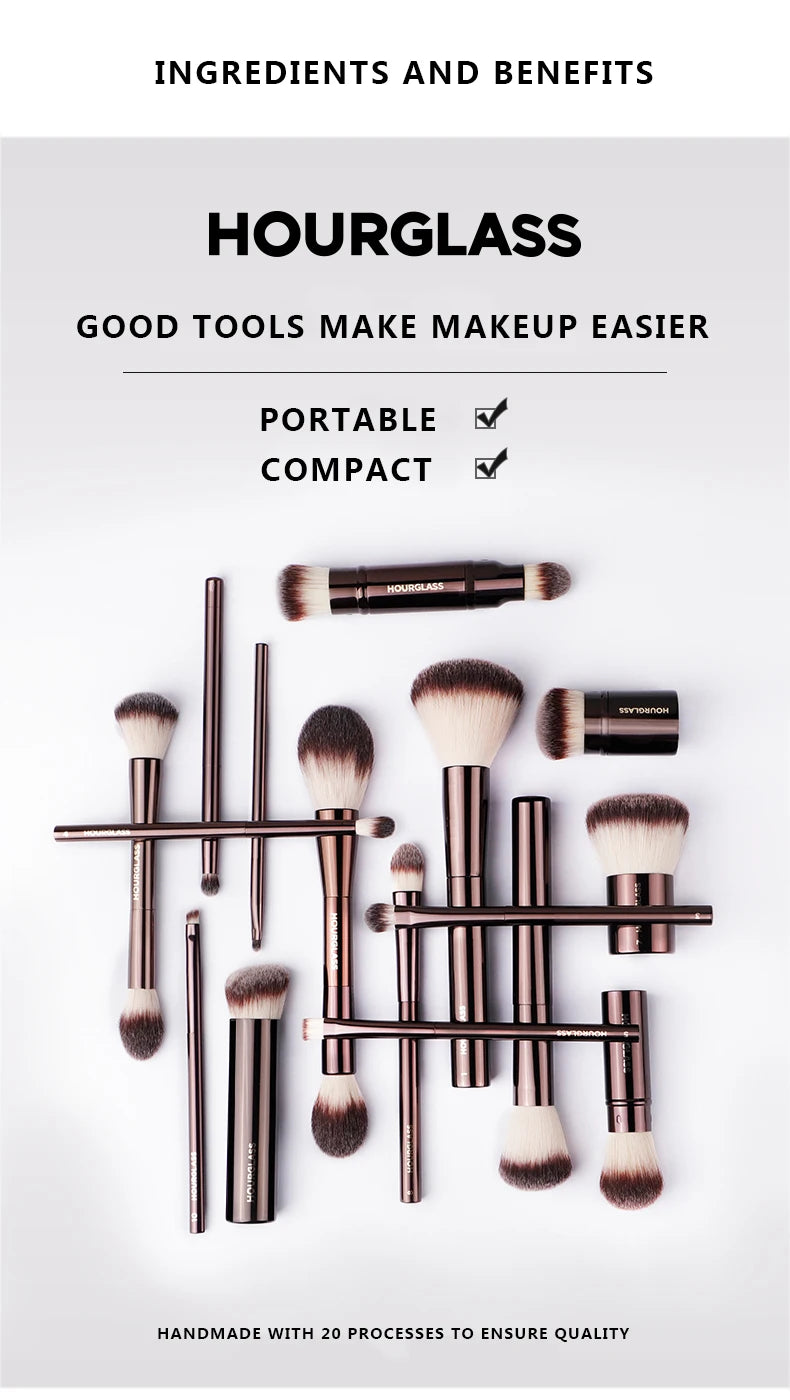 Hourglass Makeup Brush- No.22 Retractable Blush Brush Soft and Skin-friendly Fiber Hair Fashion Design Single Face Brush