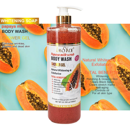 1000ml Scrub bath lotion silky smooth skin foam rich moisture skin toner brighten skin color anti-aging mild lasting fragrance