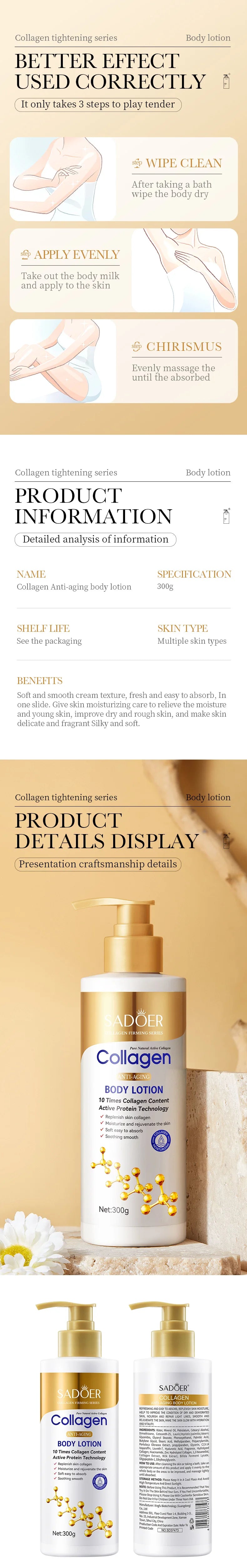 Collagen Milk Bleaching Face Body Cream Whitening Skin Moisturizing Lotion Lightening Care