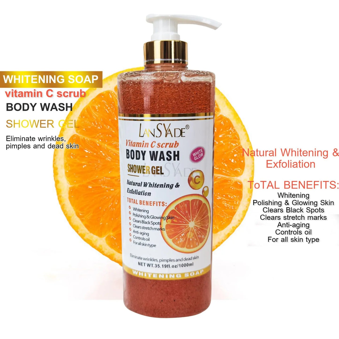 1000ml Scrub bath lotion silky smooth skin foam rich moisture skin toner brighten skin color anti-aging mild lasting fragrance