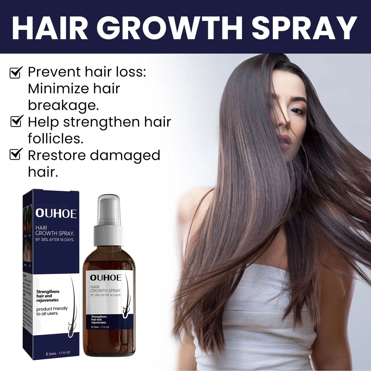 Hair Growth Spray Nourishing Moisturizing Thicker Longer Repair Damage Strengthen Scalp Treatment Hair Care Oil Products 50ml