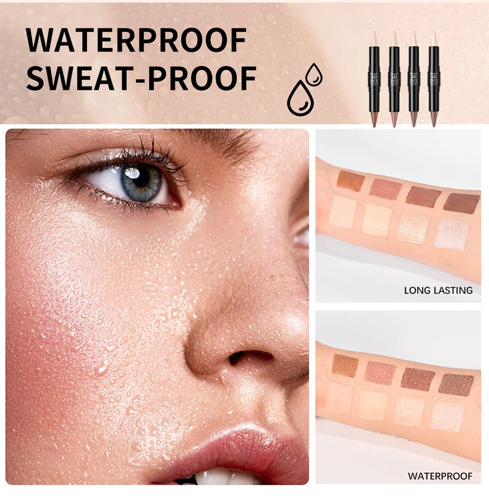 Contouring Stick with Double-headed Multi-use Contour Stick Contouring Foundation Contour Makeup Concealer Stick Pencil Cosmetic