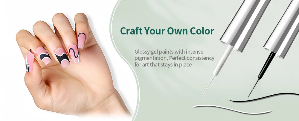 NAILPOP Gel Nail Polish Liner 8ML 5 Colors Nail Art Paint Gel for French Tips Swirls DIY Manicure Soak Off UV Cure with Brush