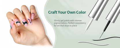 NAILPOP Gel Nail Polish Liner 8ML 5 Colors Nail Art Paint Gel for French Tips Swirls DIY Manicure Soak Off UV Cure with Brush