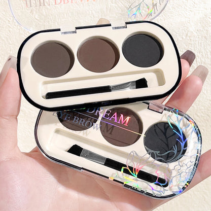 3-color Eyebrow Powder Palette With Eyebrow Brush, Waterproof And Sweatproof Natural Color Rendering Eyebrow Powder Long Lasting