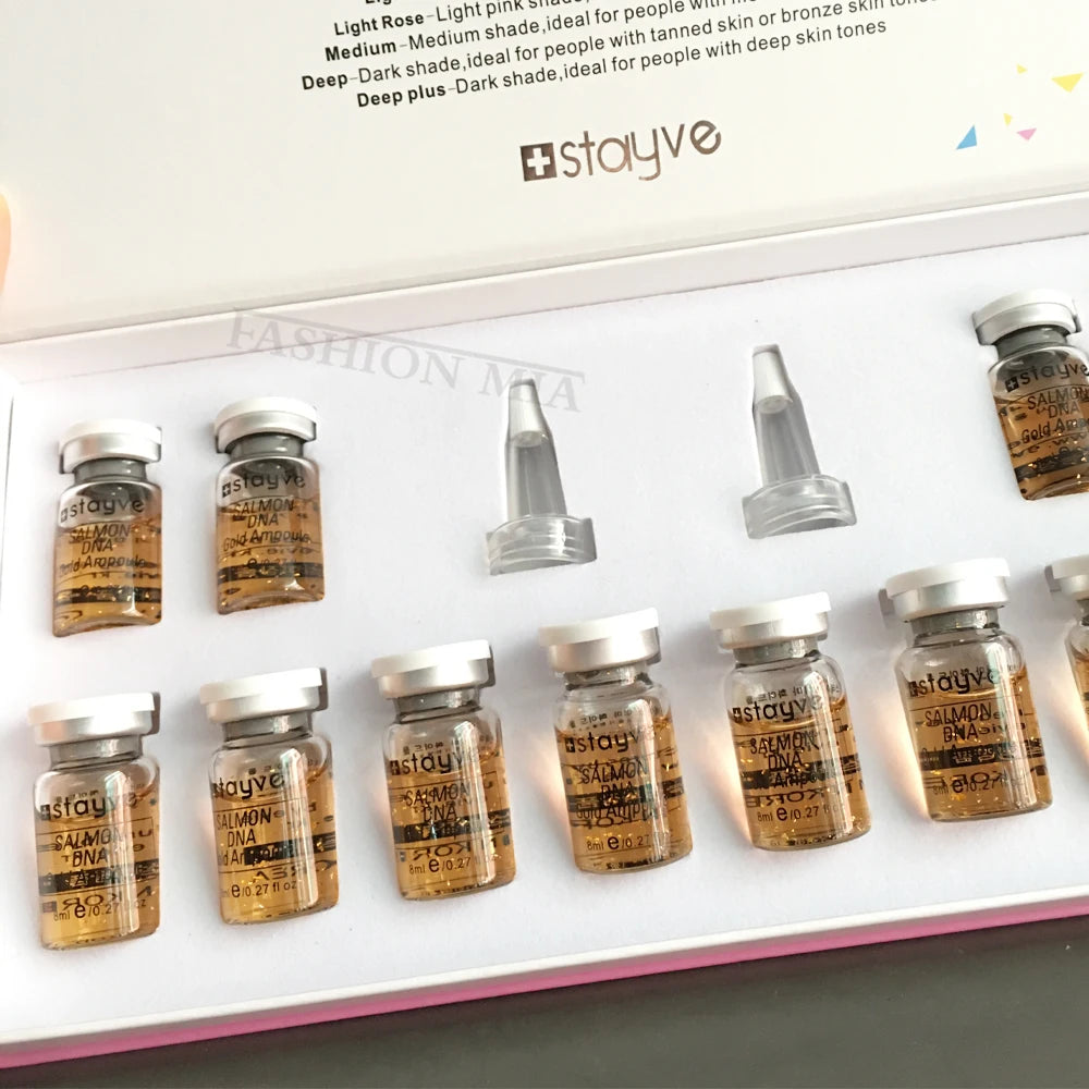Stayve 8ml Salmon DNA Gold Ampoule Booster Serum Kit Repair Face Lighten melanin Brightening Whitening Moisturizing Care Skin