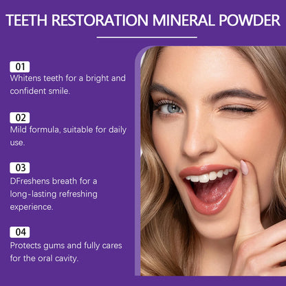 Teeth Restoration Mineral Powder Teeth Whitening Remove Stain Oral Clean Fresh Breath Improve Smell Purple Bleaching Toothpaste
