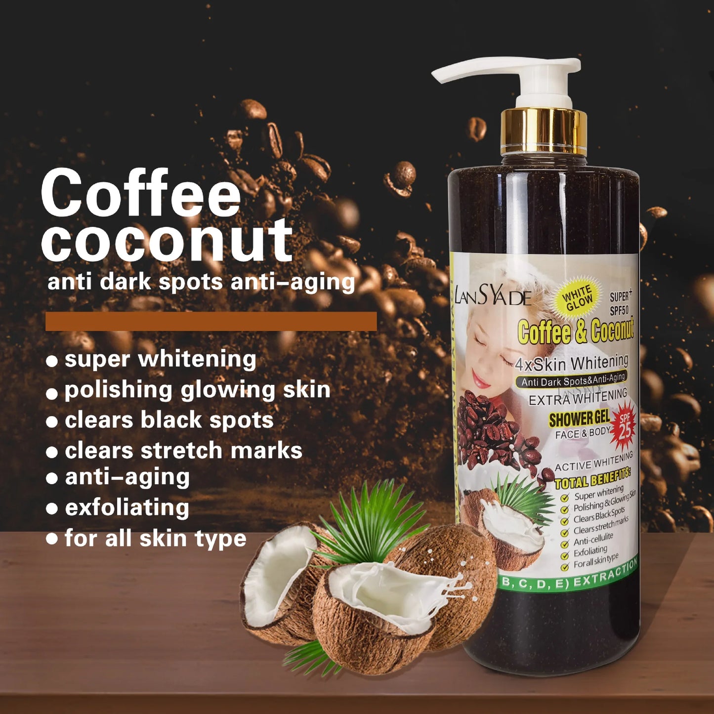 1000ml Scrub bath lotion silky smooth skin foam rich moisture skin toner brighten skin color anti-aging mild lasting fragrance