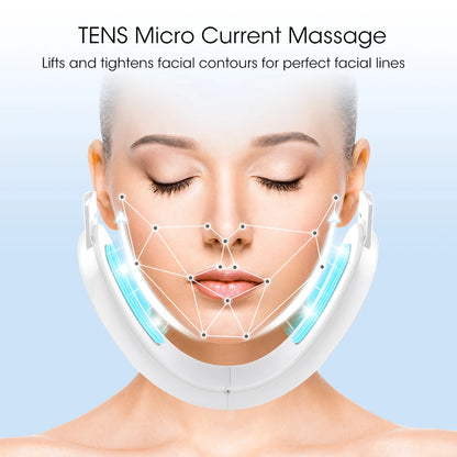 V Face Lifting Device TENS Micro-current Photon Rejuvenation Slimming Facial Massager With Pulse Massage Patch Remote Control
