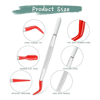 ABCD 3 Pieces Tweezers with Rubber Tips Tweezers PVC Coated Tweezers Set, Rubber Straight and Flat Tip Tweezers Black