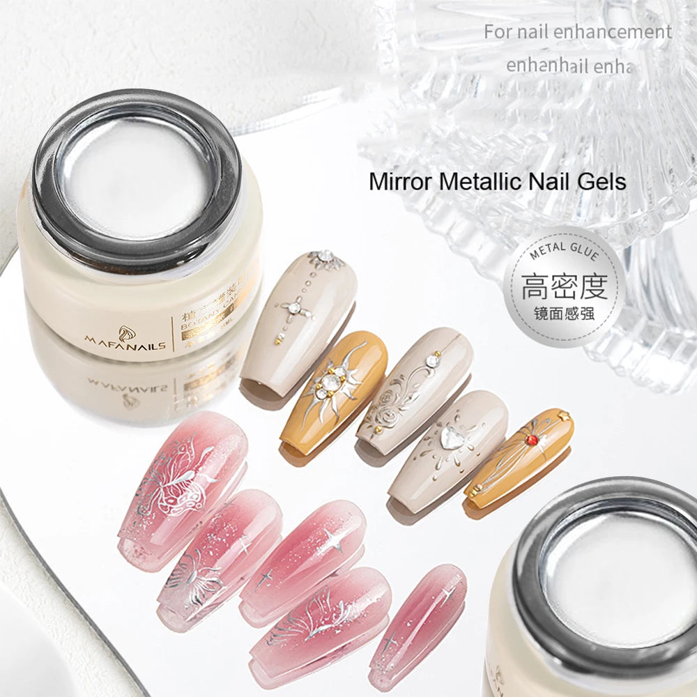 1Jar Silver Mirror Metallic Painting Nail Art Gel Mirror Effect Thick Liquid Nail Polish UV Soak Off Gel Line Drawing Varnish &3