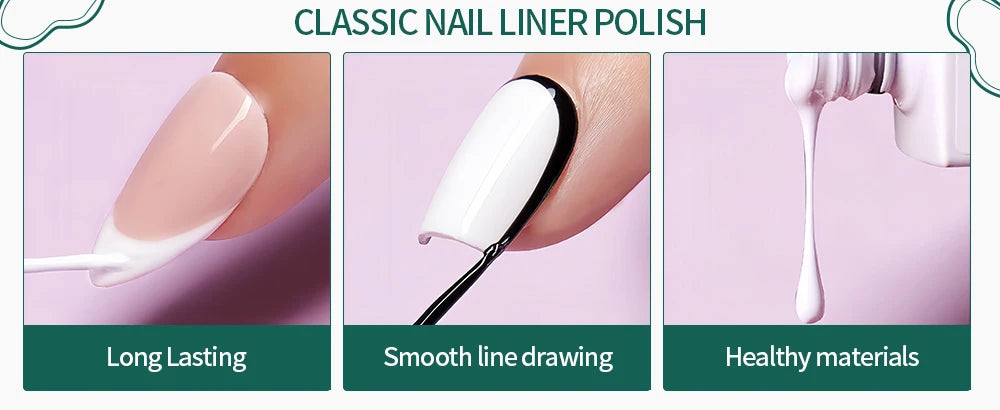 NAILPOP Gel Nail Polish Liner 8ML 5 Colors Nail Art Paint Gel for French Tips Swirls DIY Manicure Soak Off UV Cure with Brush