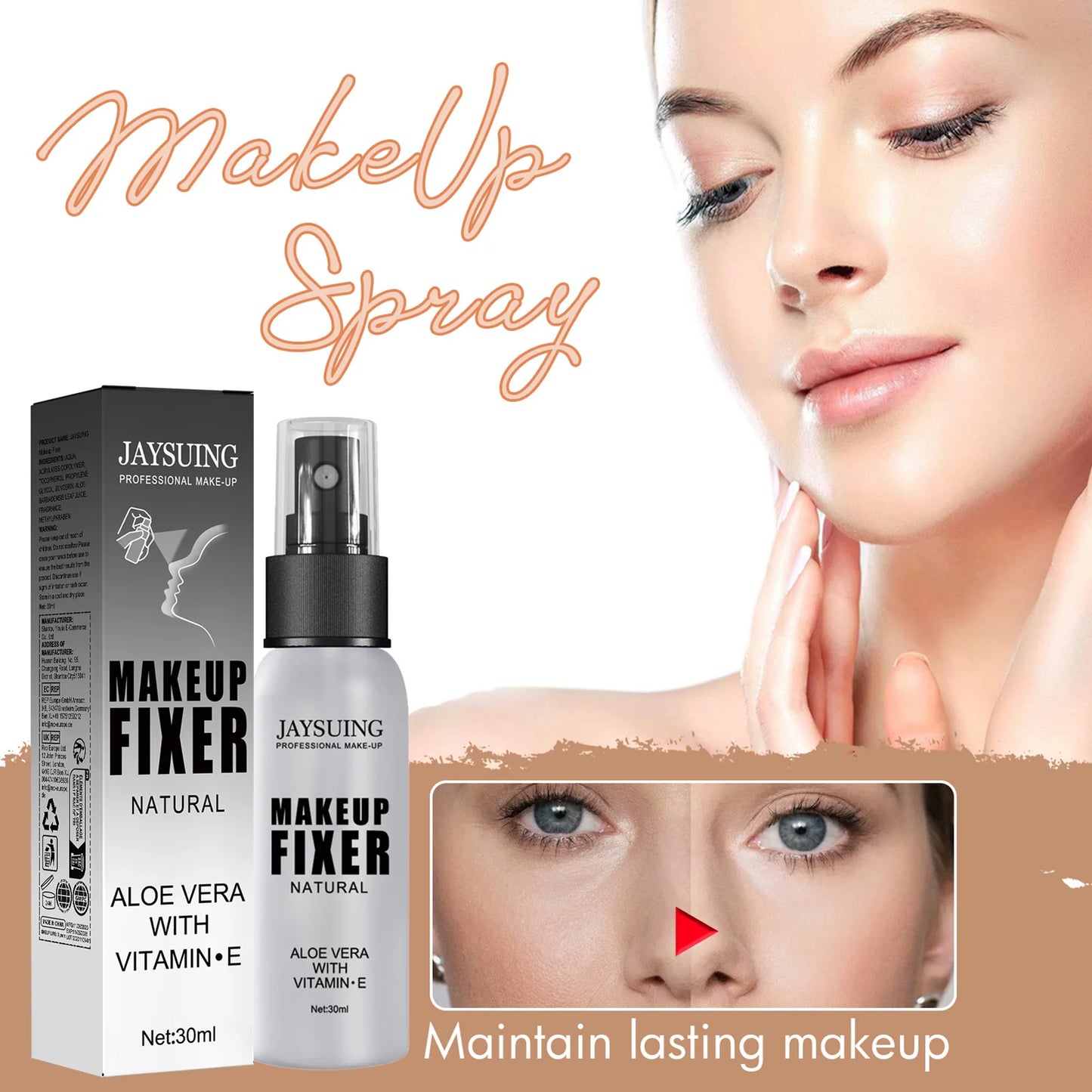30ml Makeup Setting Spray For Face Transfer-proof Long-lasting Oil-free  No Separation Refreshing Quick Fixer Makeup Spray
