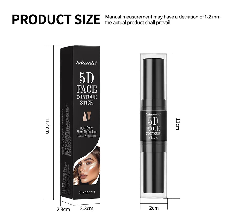 Contouring Stick with Double-headed Multi-use Contour Stick Contouring Foundation Contour Makeup Concealer Stick Pencil Cosmetic