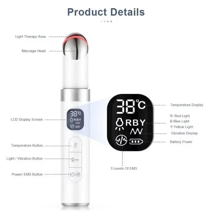 Electric Eye Massager EMS Microcurrent Skin Lifting Reduce Eye Wrinkles Remove Dark Circles Hot Vibration Beauty SkinCare Device