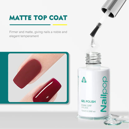 Nailpop 10ml Rubber Base Gel Top Coat Soak Off UV LED Gel Polish Nail Art Degisn Clear Long Lasting Varnish Nail Function Gel