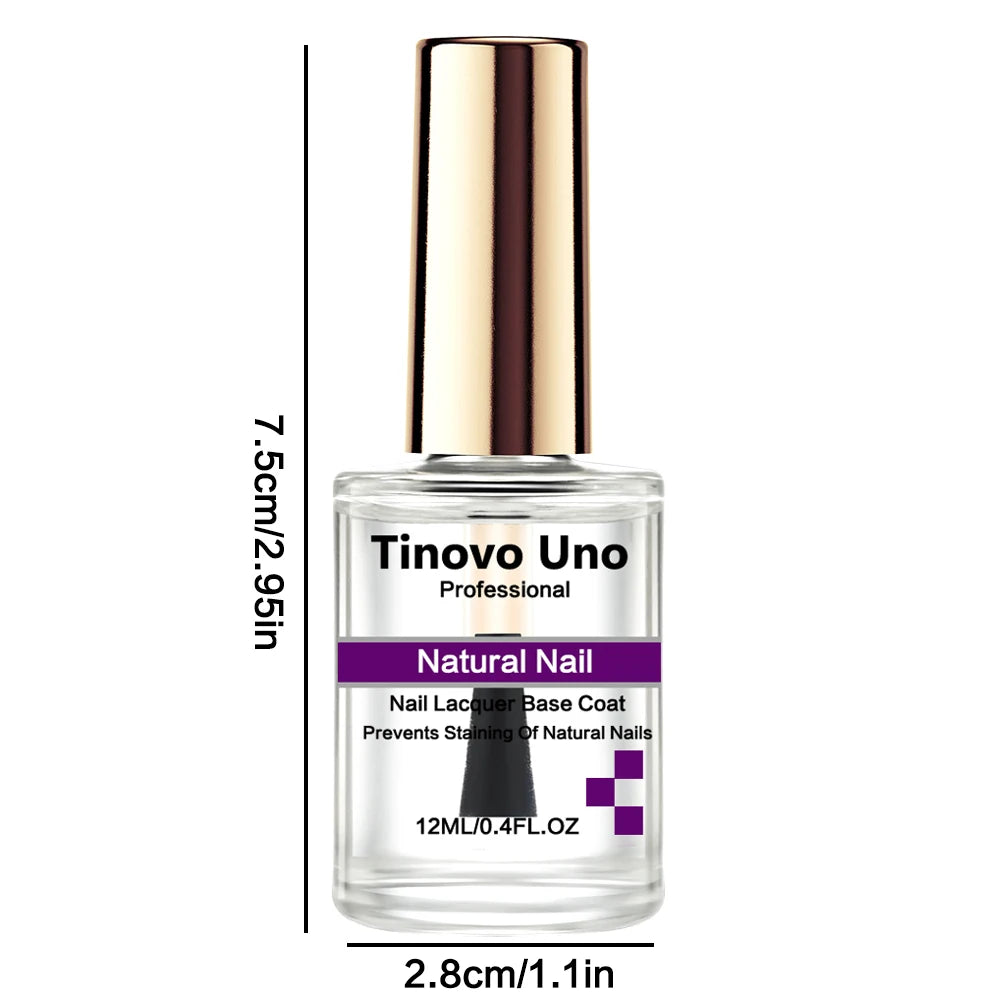 Tinovo Uno Natural Nail Lacquer Base Coat Regular Nail Polish Quick Dry Enamel Super Shiny Painting Varnish Hardener Manicure