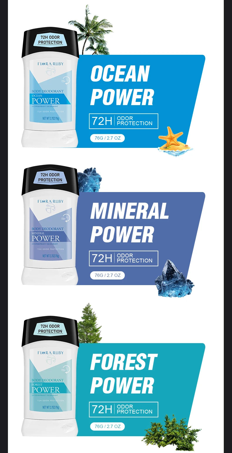 72-Hour Antiperspirant Deodorant，Unisex Scents Deodorizing & Sweat，Gentle on Sensitive Skin，Lasting Refreshing Body Odor Remove