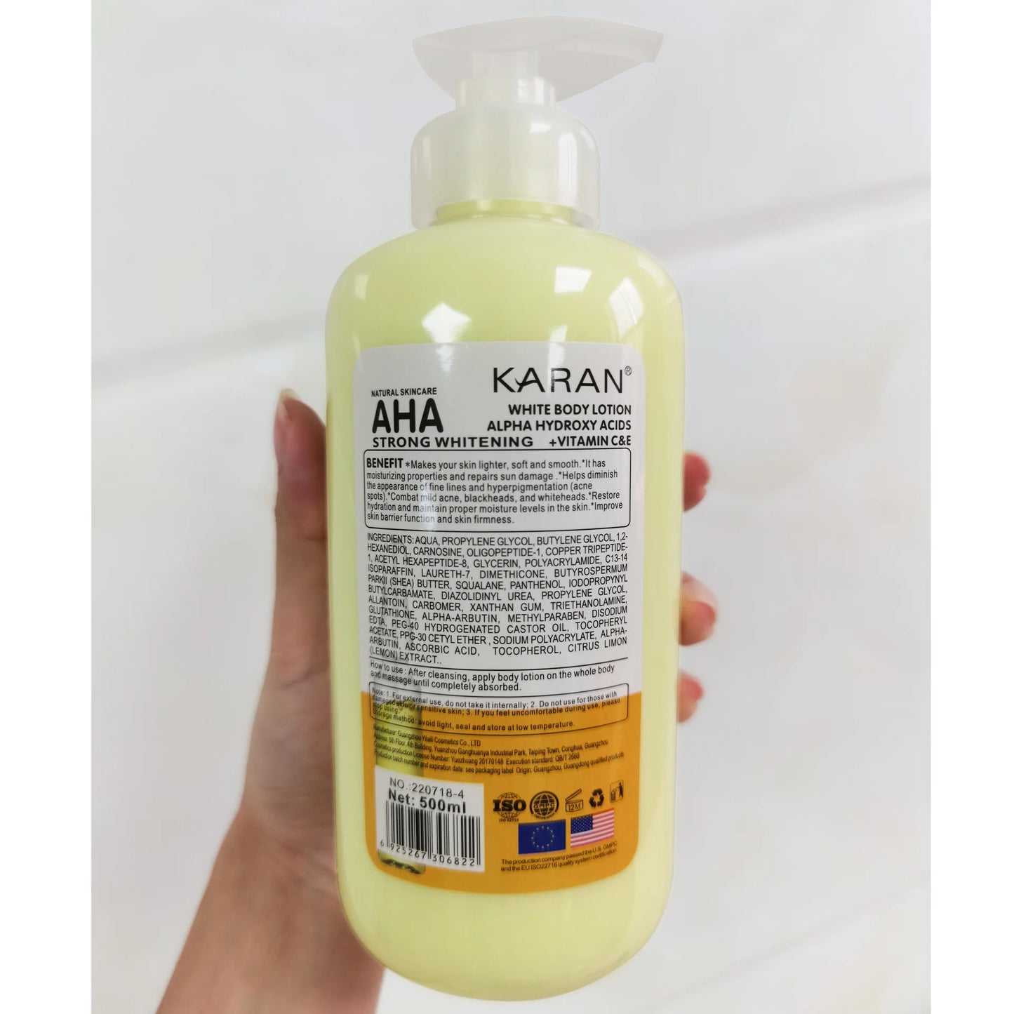 500ml Whitening Body Cream Hydroxy Acids Vitamin C&E Moisturizing Lightening Body Lotion Skin Care Remove Acne Marks
