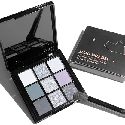 Nine-color eyeshadow palette, gray-pink smoky makeup, matte pearlescent silkworm brightening makeup