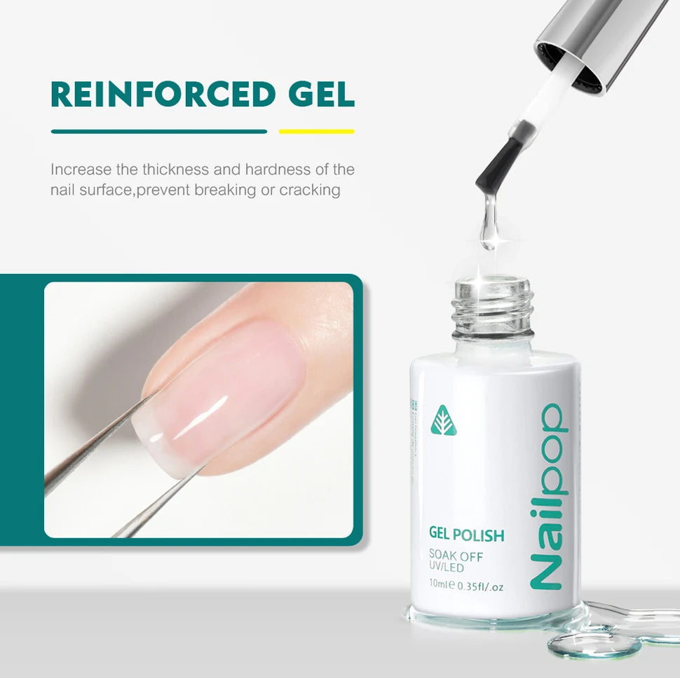 Nailpop 10ml Rubber Base Gel Top Coat Soak Off UV LED Gel Polish Nail Art Degisn Clear Long Lasting Varnish Nail Function Gel