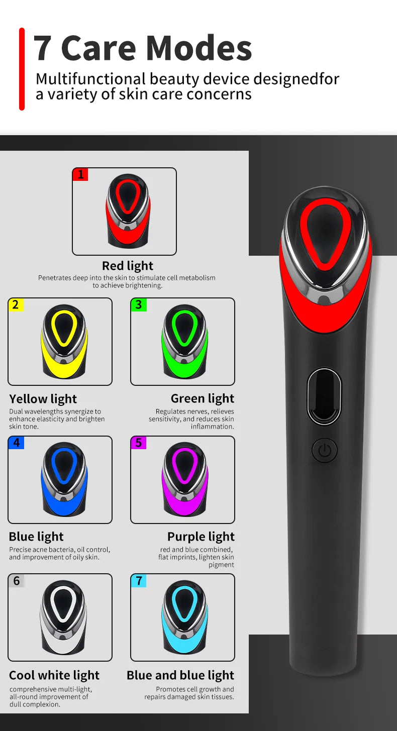 Electric Vibrating Age-R Booster Pro 7 Colors Led Facial Light Therapy Anti Wrinkle Brightening Beauty Device Rejuvenation Tool
